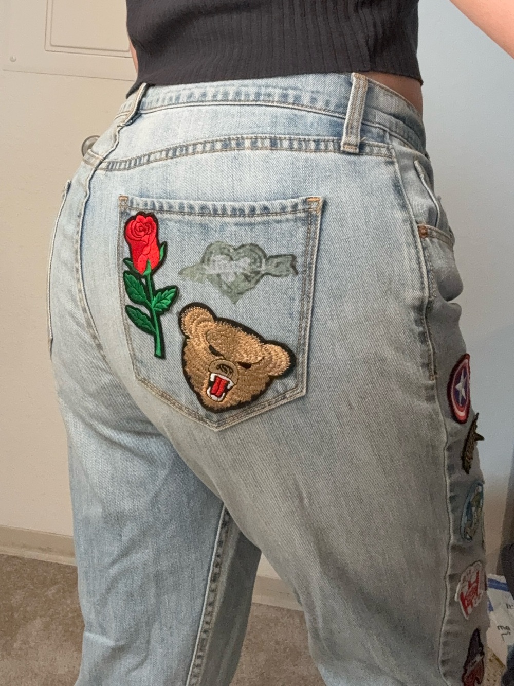 Old Navy Light Wash Patchwork Women's Jeans Custom - Picture 2 of 10